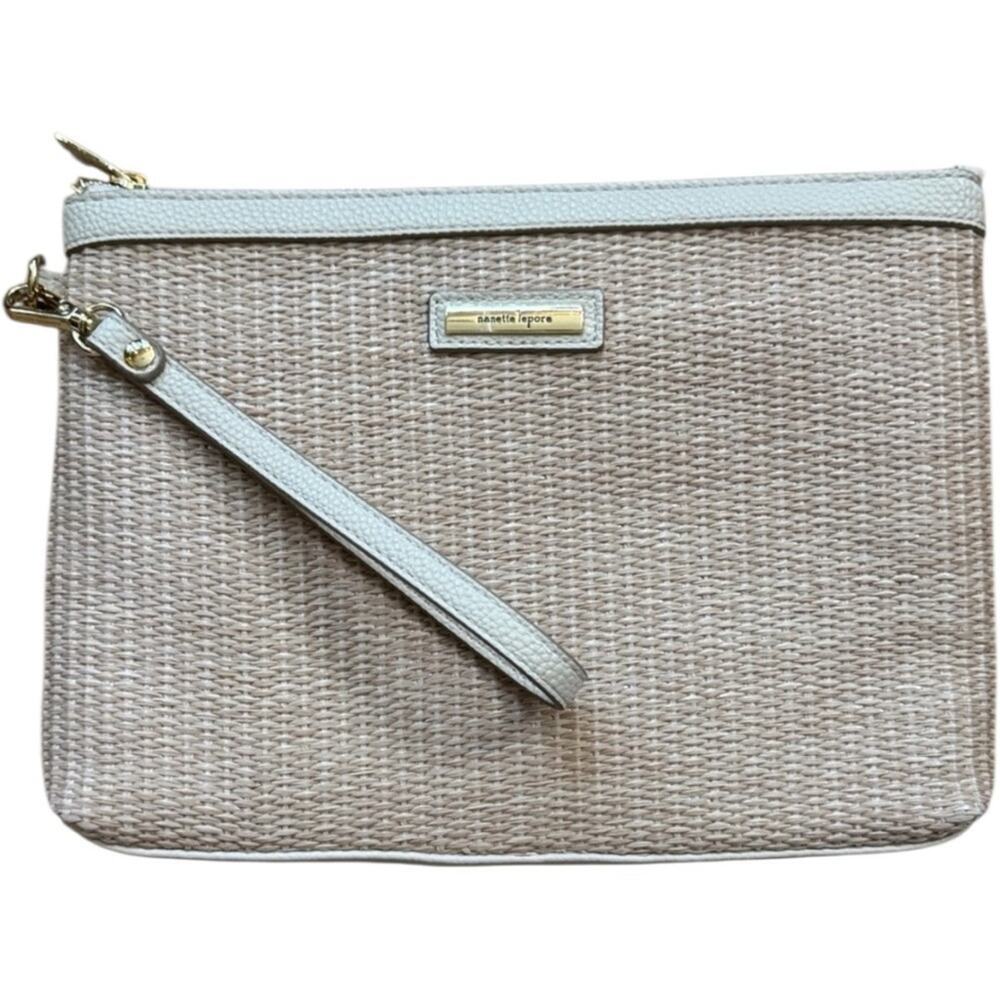 Nanette Lepore Straw and White Clutch Wristlet
